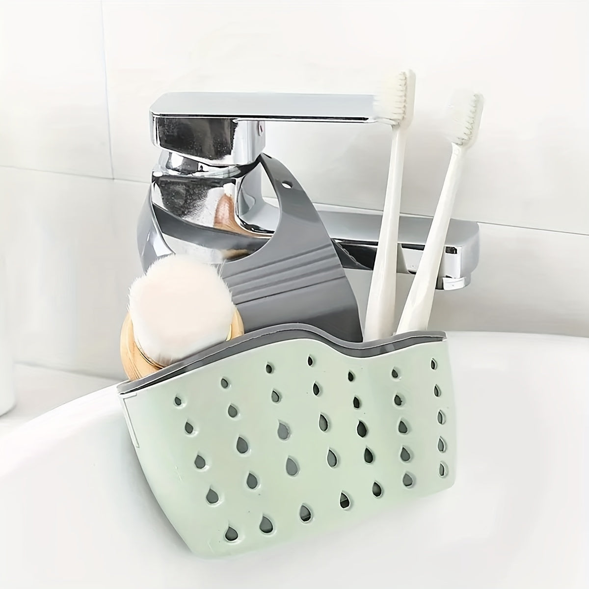 Multi-Functional Hanging Sink Organizer – Draining Basket for Sponges, Utensils & Produce