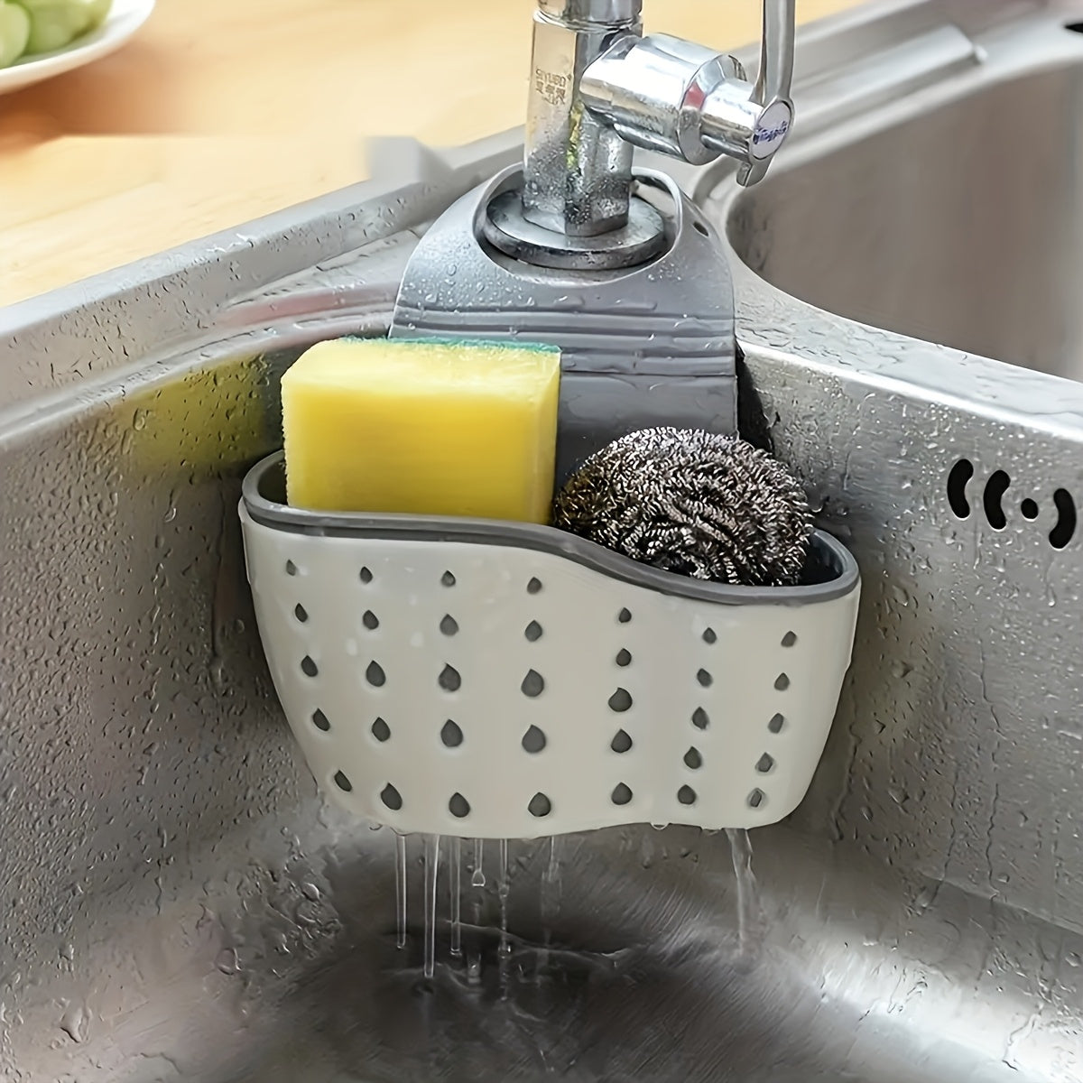 Multi-Functional Hanging Sink Organizer – Draining Basket for Sponges, Utensils & Produce