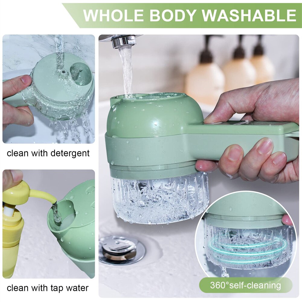 4-in-1 Portable Electric Vegetable Slicer – Slice, Shred, Grate & Peel in Seconds