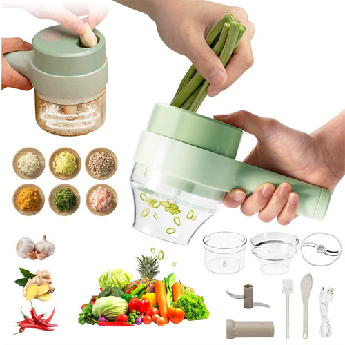 4-in-1 Portable Electric Vegetable Slicer – Slice, Shred, Grate & Peel in Seconds